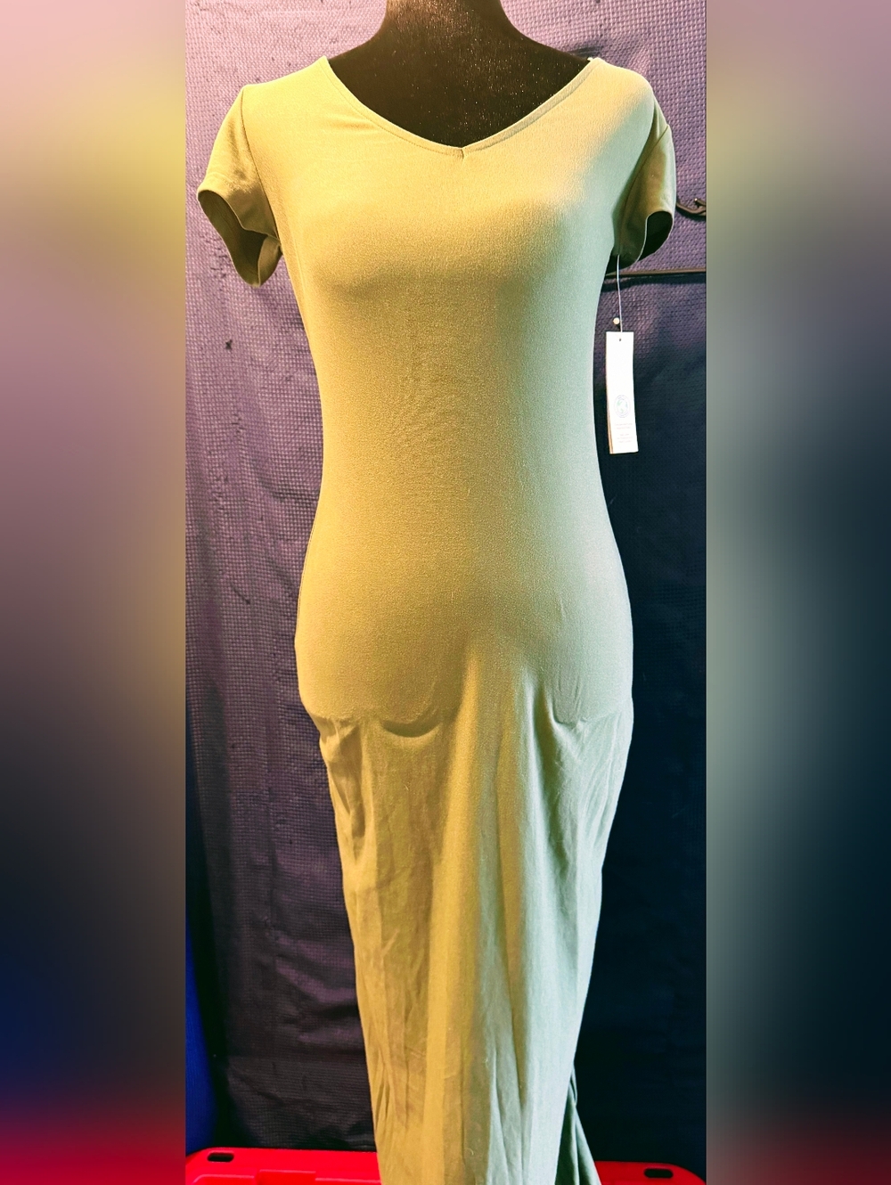 NoBo Olive Green Short-Sleeve Maxi Dress NWT